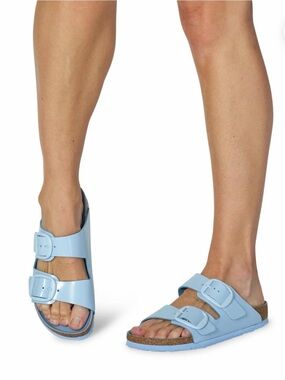 Birkenstock Arizona Big Buckle High Shine Baby Blue Sandals Size 38 US 7 Used